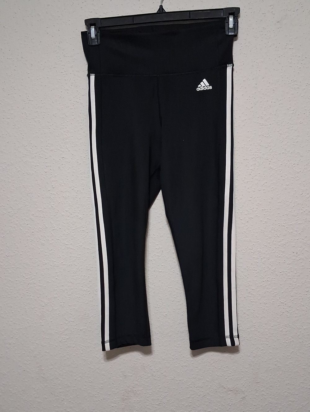 adidas Black Leggings with White Side Stripes